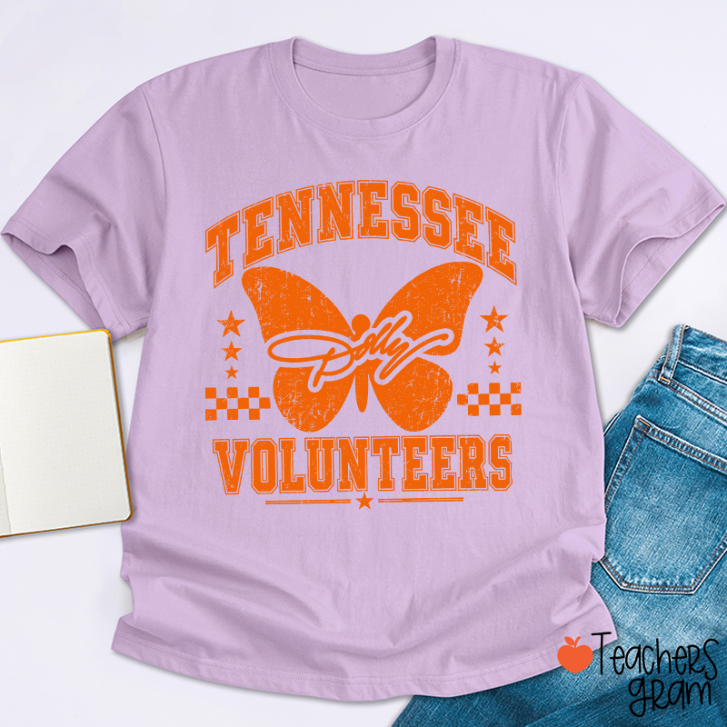 Tennessee Volunteers Dolly Distressed Butterfly Teacher T-Shirt