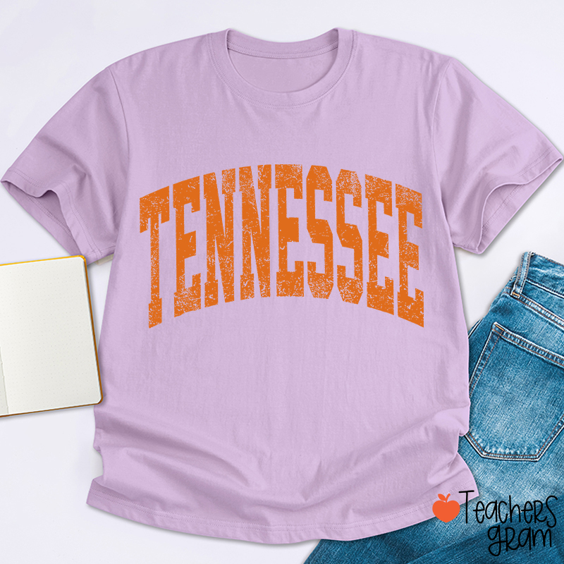 Vintage Distressed Tennessee Bold Arch Letter Teacher T-Shirt