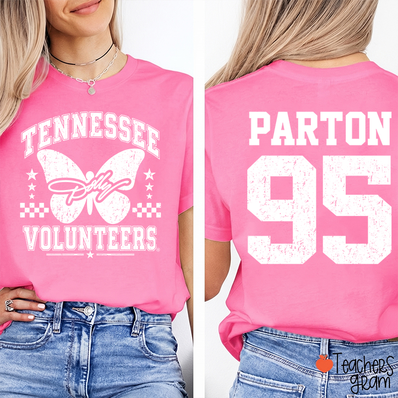  Volunteers Butterfly Vintage Graphic Teacher Two Sided T-Shirt