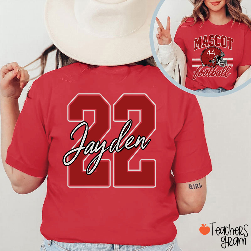 Personalized Mascot Football Game Day Teacher Two Sided T-Shirt