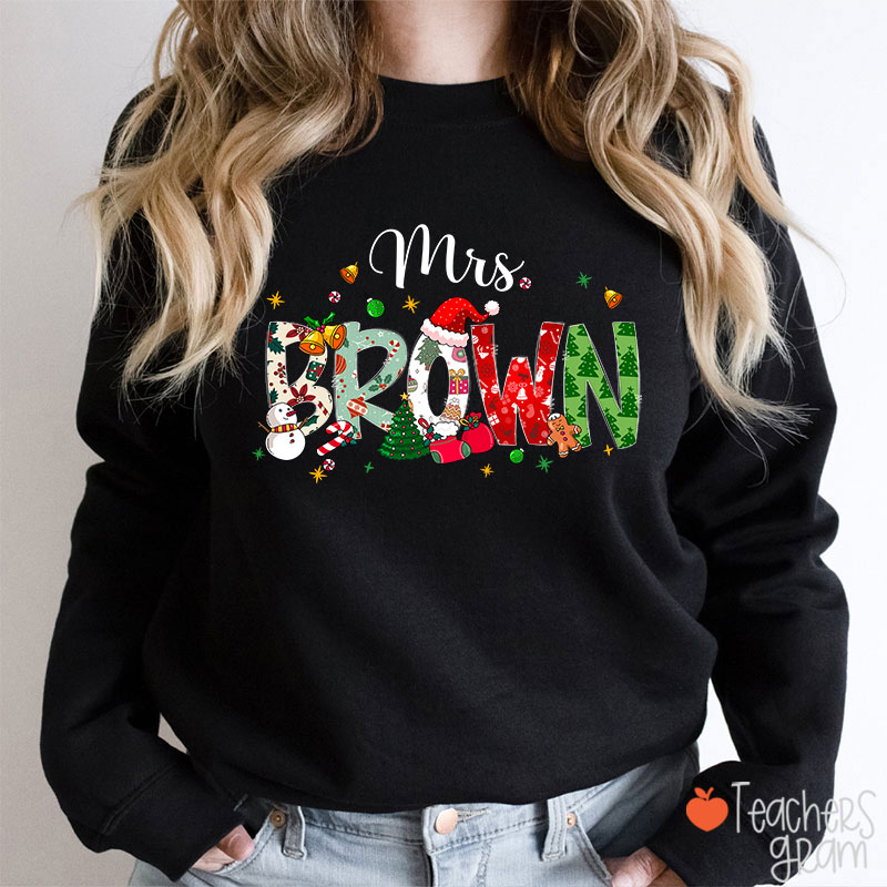 Personalized Name Christmas Atmosphere Teacher Sweatshirt