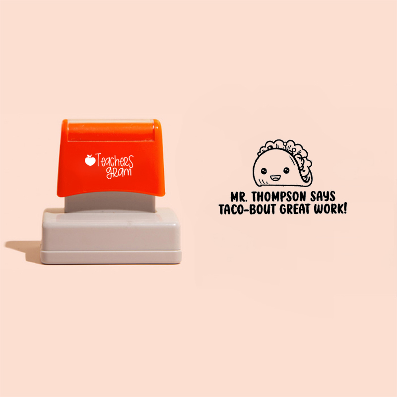 Personalized Name Taco Bout Great Work Teacher Rectangle Stamp
