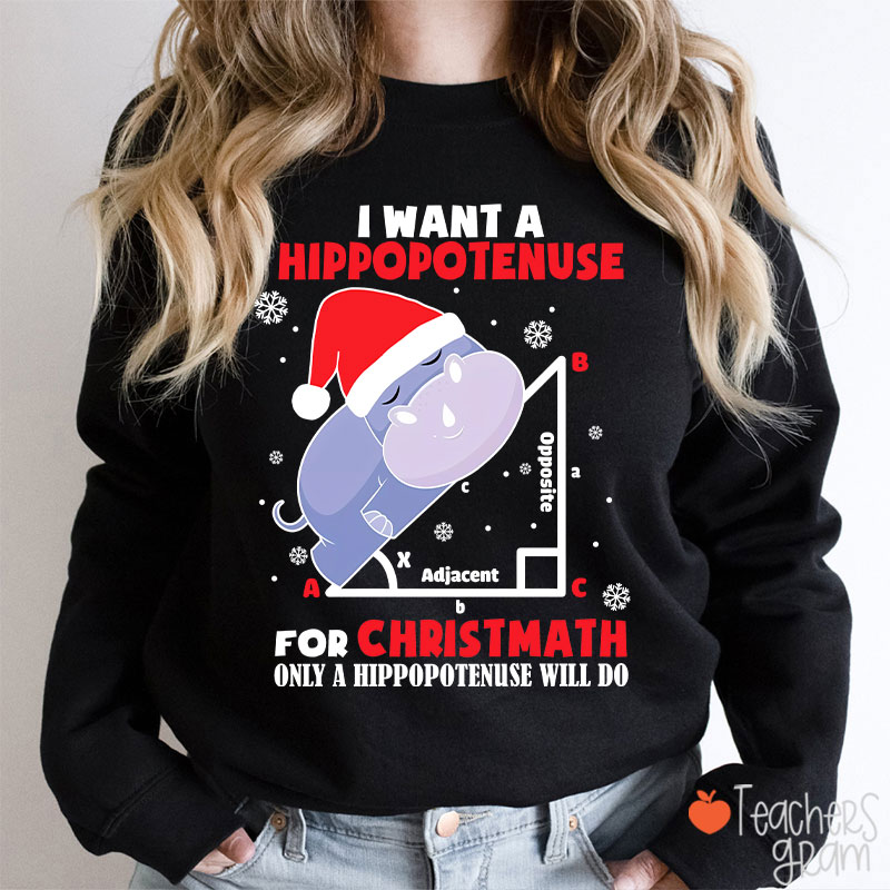 I Want A Hippopotenuse For Christmas Teacher Sweatshirt
