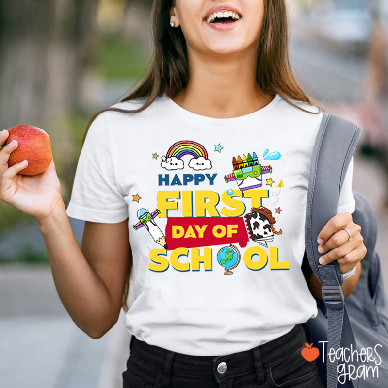Rainbow Crayon Planet Quote Teacher T-Shirt