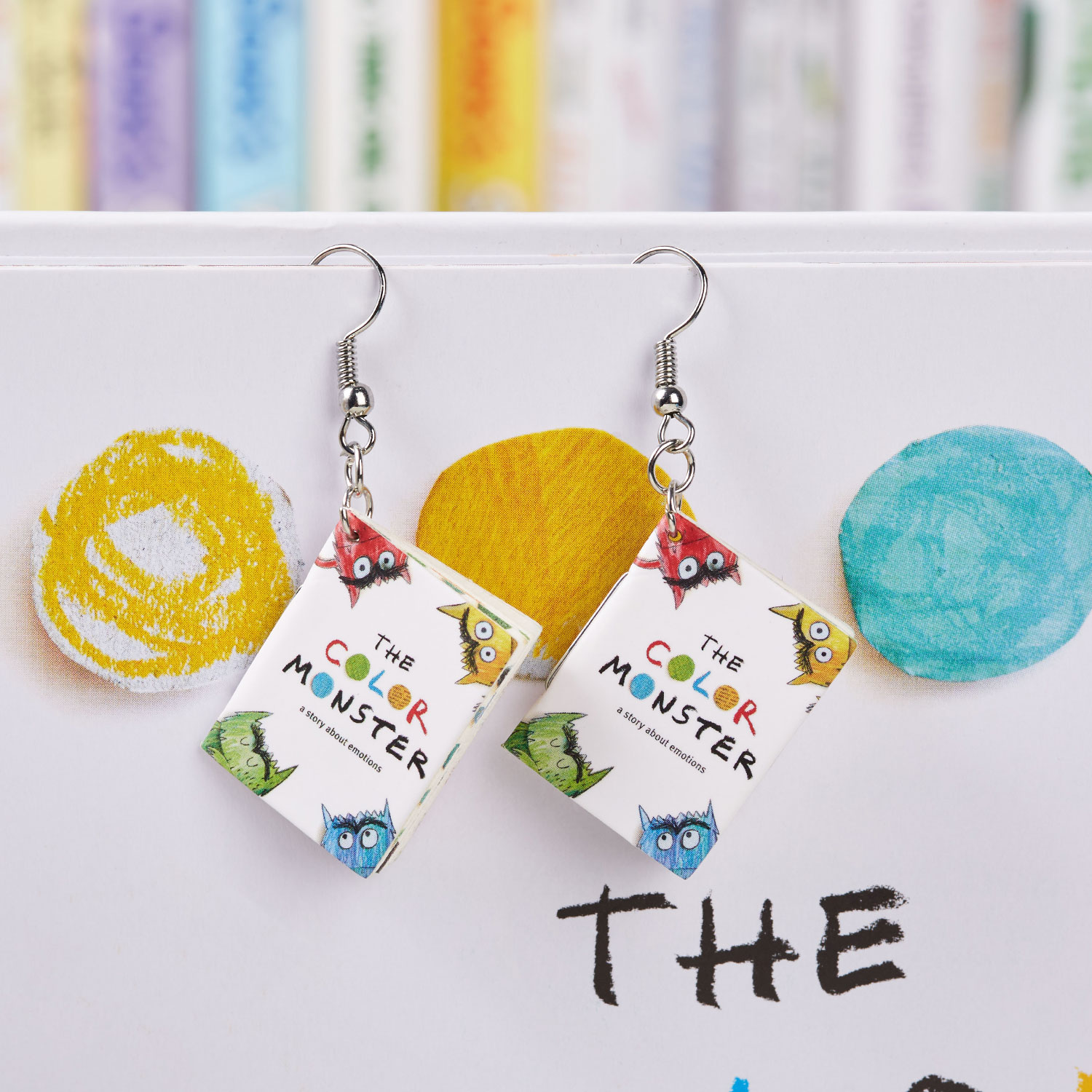Colorful Monster Feeling Monster Teacher Book Earrings