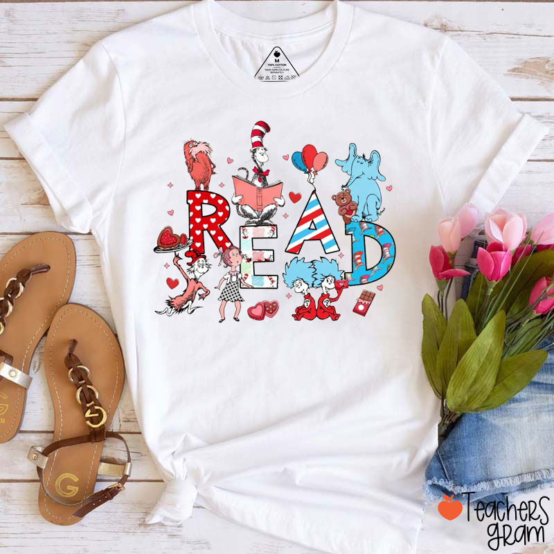 Love Cartoon Characters Teacher T-Shirt