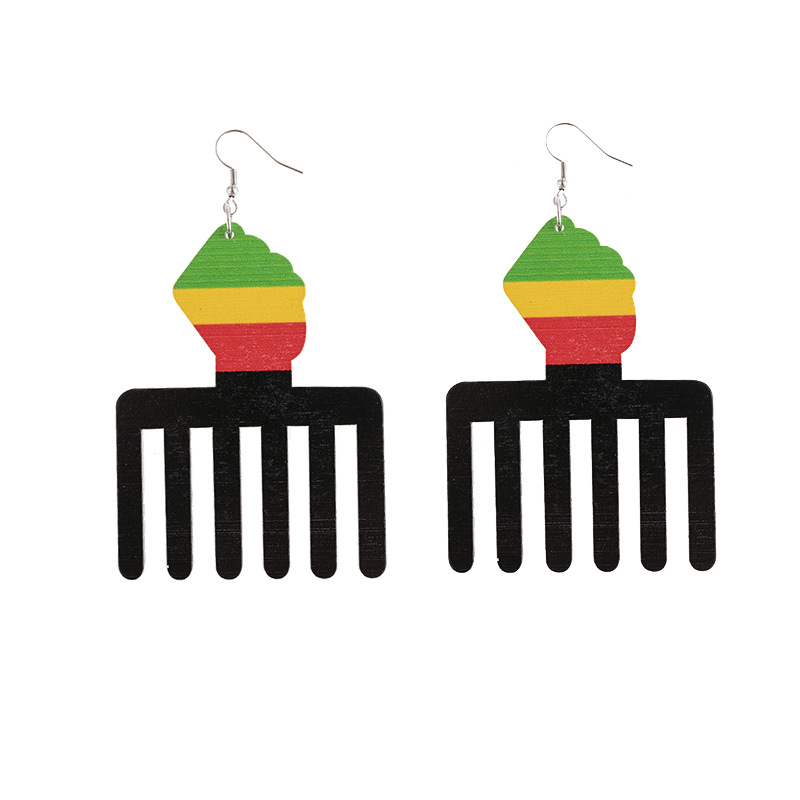 African Print Teacher Wooden Earrings