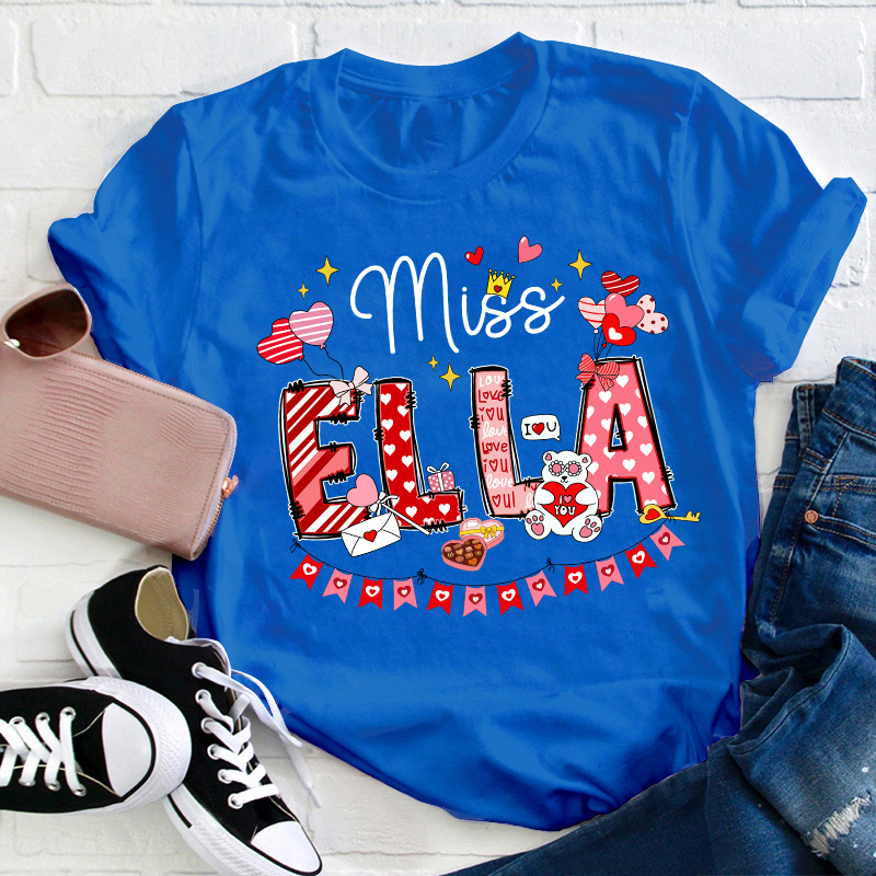 Personalized Valentines Day Teacher T-Shirt