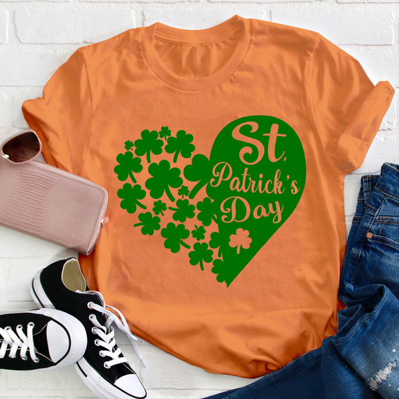Shamrock With Heart Teacher T-Shirt