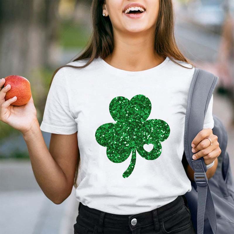 Glitter Shamrock Teacher T-Shirt