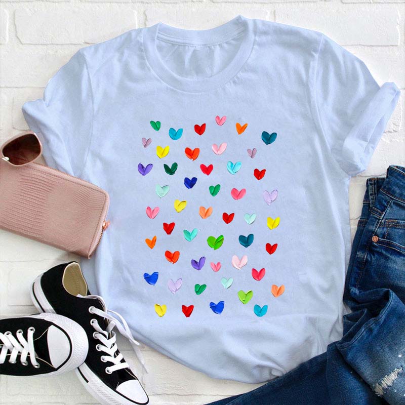 Confetti Hearts Teacher T-Shirt