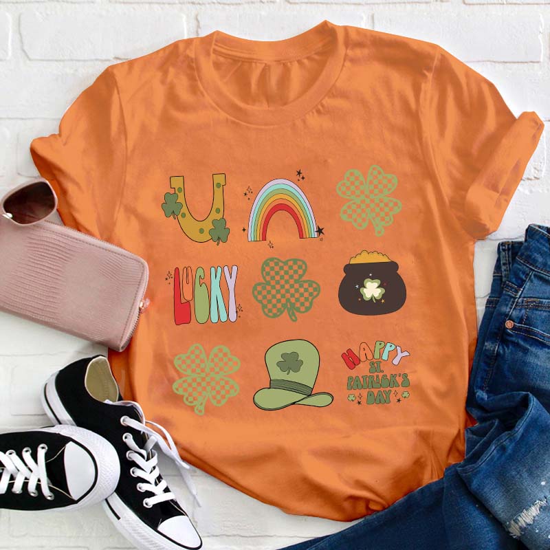 Happy St Patricks Day with Lucky Teacher T-Shirt