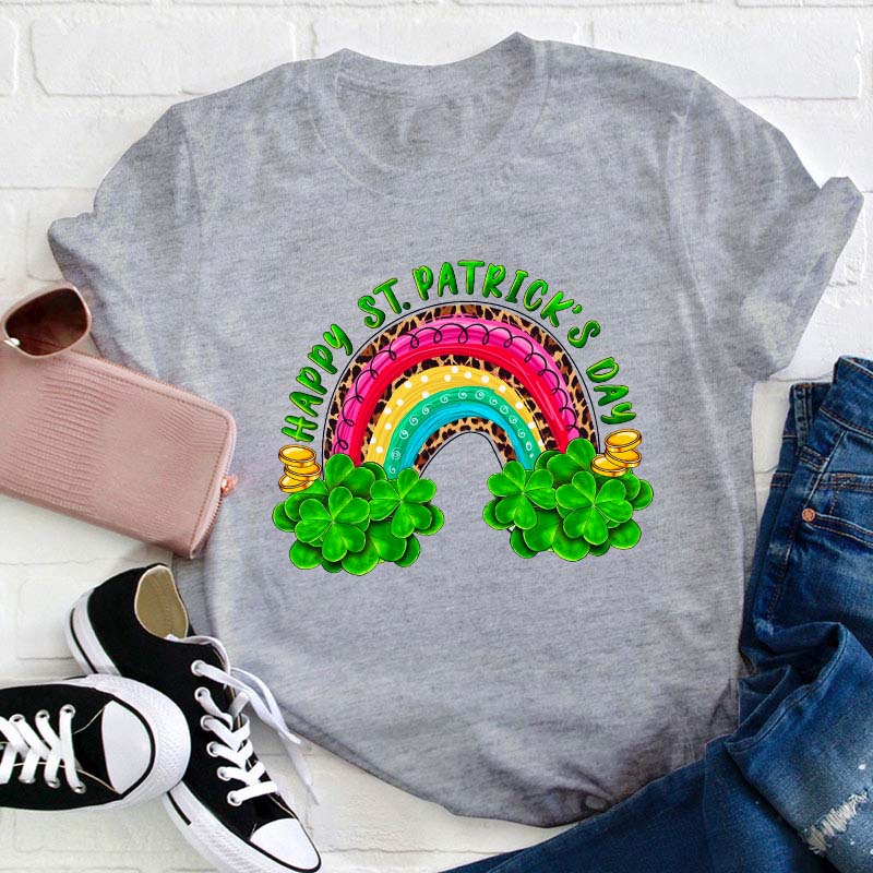Happy St Patrick's Day Rainbow Teacher T-Shirt