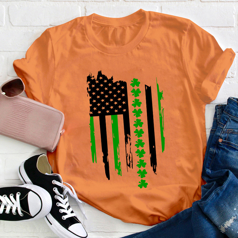 Happy St Patricks Day Flag Teacher T-Shirt
