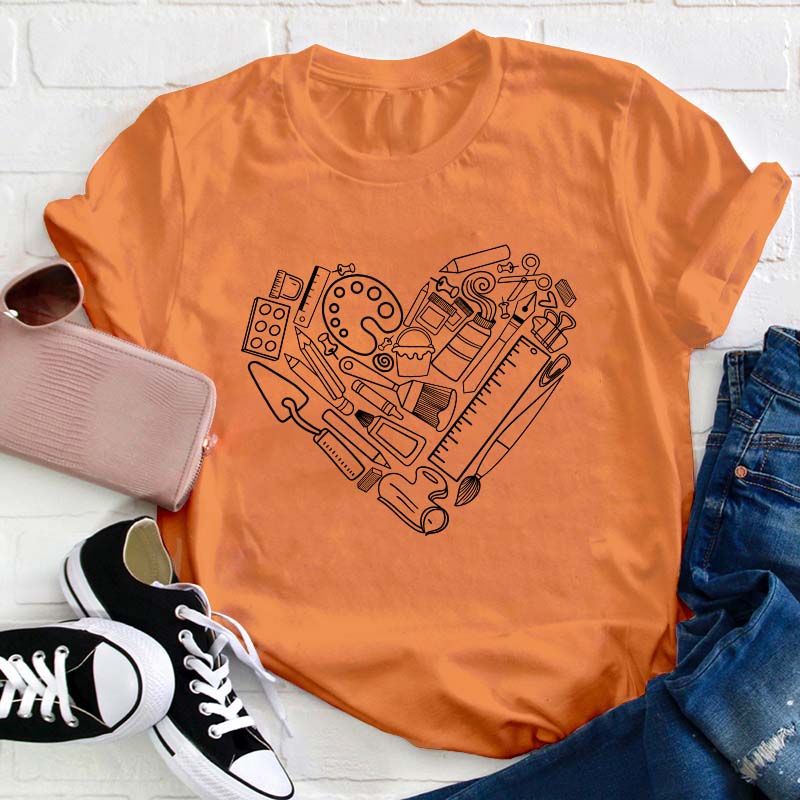 Art Heart Shape Teacher T-Shirt
