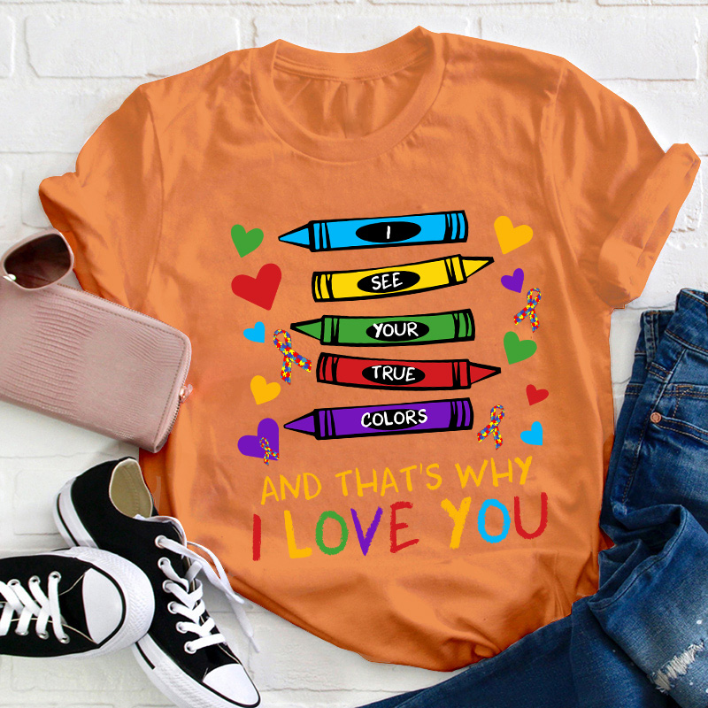 I See Your True Colors And That's Why I Love You Teacher T-Shirt