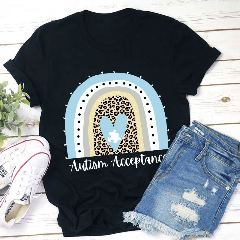 Autism Acceptance Rainbow Teacher T-Shirt