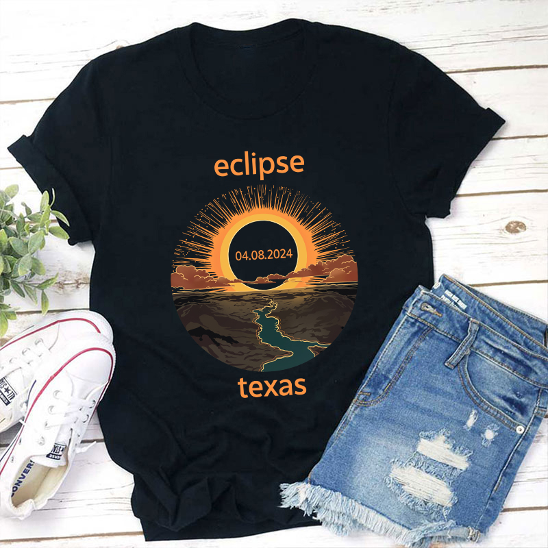 Texas Eclipse Teacher T-Shirt Sale-Teachersgram