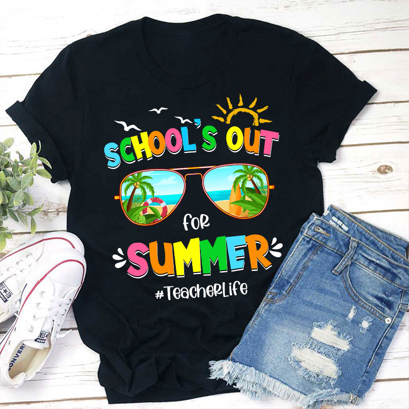 Summerbreak School's Out For Summer Teacher T-Shirt Sale-Teachersgram