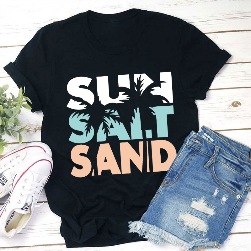 Sun Salt Sand Summer Teacher T-Shirt Sale-Teachersgram