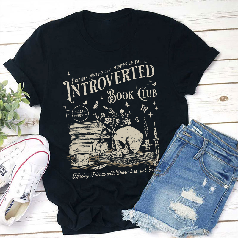Introverted Book Club Teacher T-Shirt Sale-Teachersgram