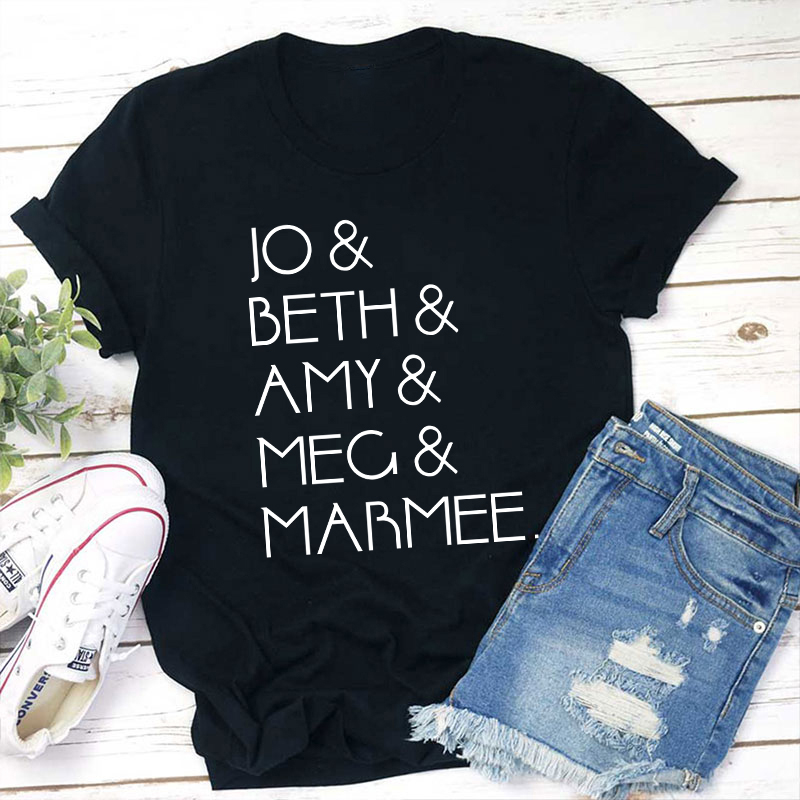 Little Women Character Names Literature Teacher T-Shirt Sale-Teachersgram