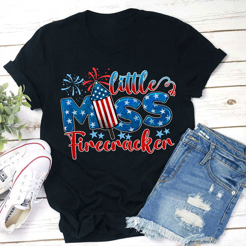 Little Miss Firecracker Teacher T-Shirt