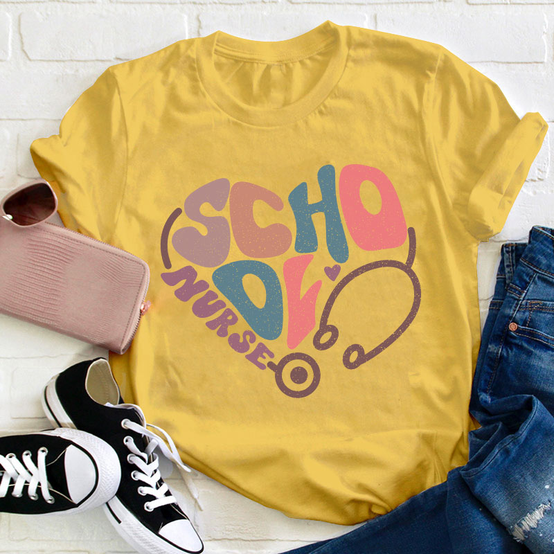 School Nurse Heart Stethoscope T-Shirt