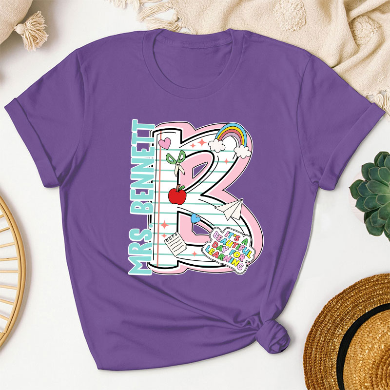 Personalized Funny Letter Back To School Name Teacher T-Shirt