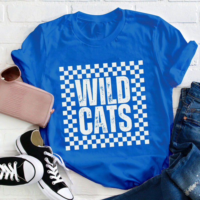 Personalized School Spirit Mascot Simple Lattice Design Teacher T-Shirt