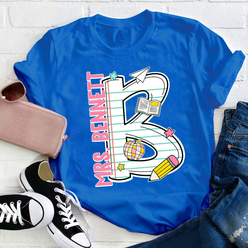 Personalized Teacher's Name Unique Initials Design Teacher T-Shirt