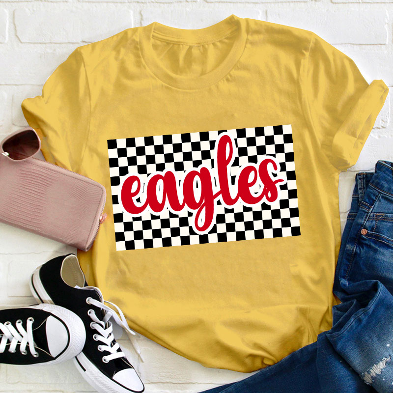 Personalized Retro Style Checkerboard Teacher T-Shirt