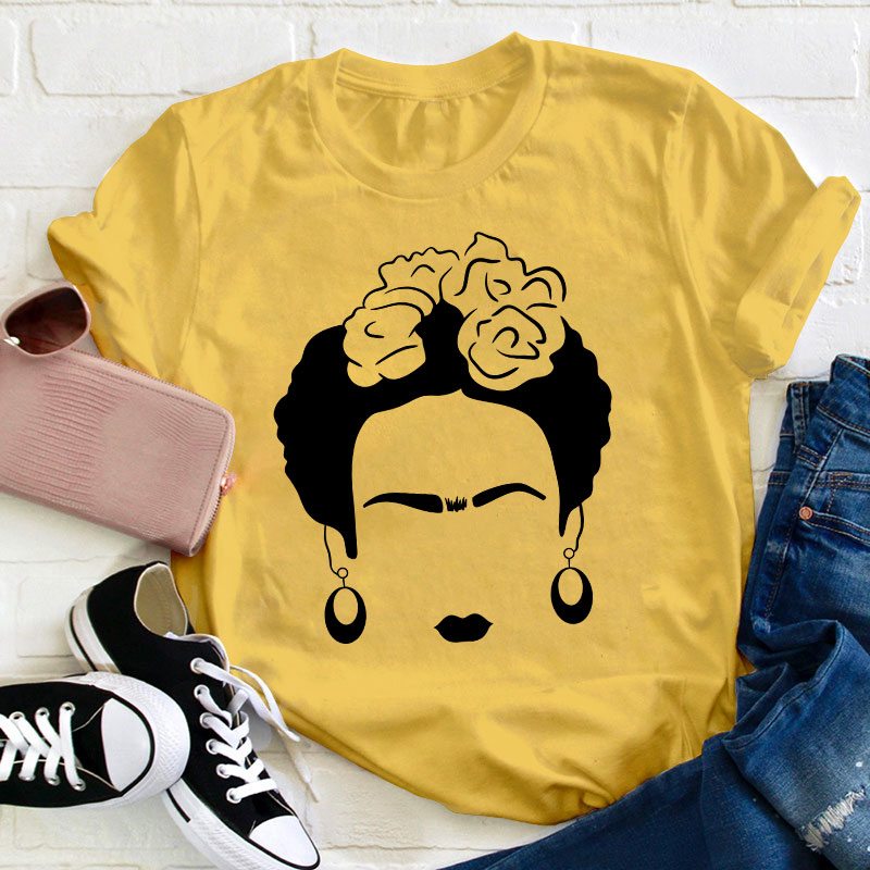 Frida Kahlo Line Art Spanish Teacher T-Shirt