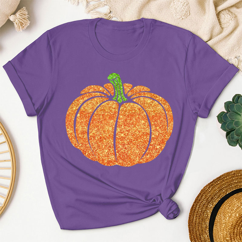 Glitter Fall Festive Pumpkins Teacher T-Shirt