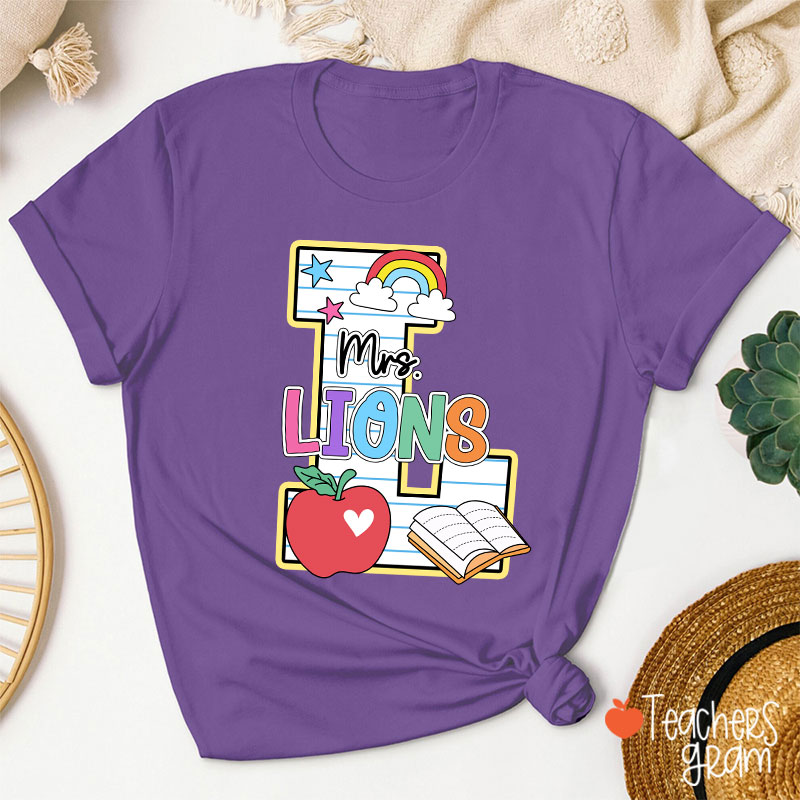 Personalized Name Initials Design Cute Icon Teacher T-Shirt