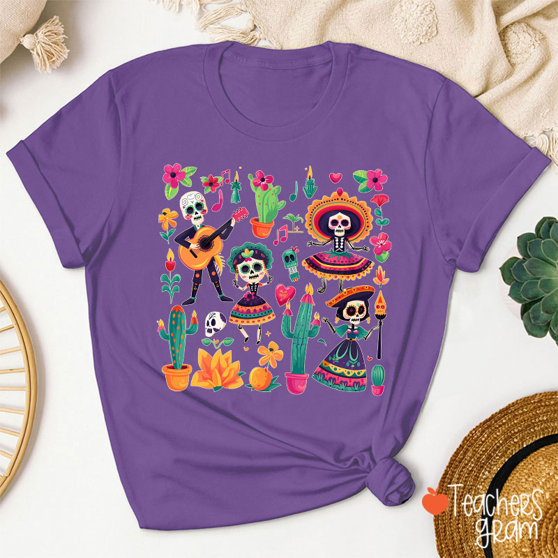 Day Of The Dead Floral Spanish Teacher T-Shirt