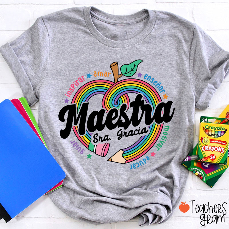 Personalized Inspirar Amar Maestra Spanish Teacher T-Shirt