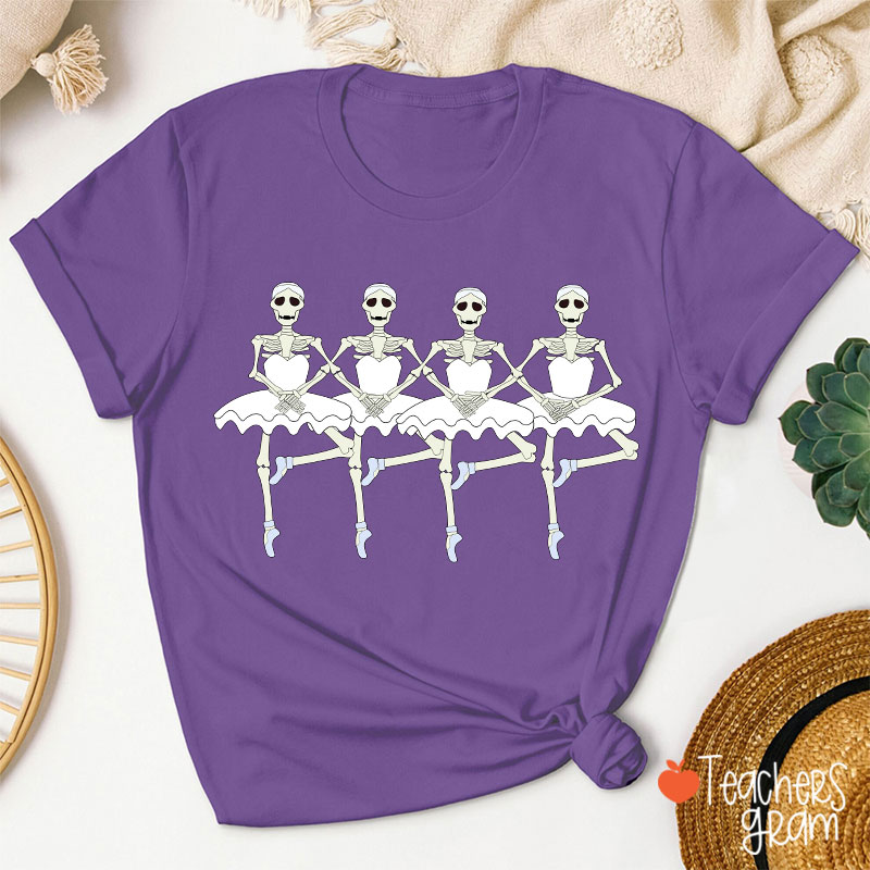 Ballerina Skeletons Halloween Dance Teacher T-Shirt