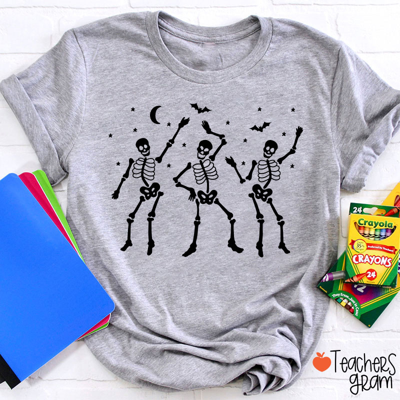 Dance Skeleton Bat Halloween Teacher T-Shirt