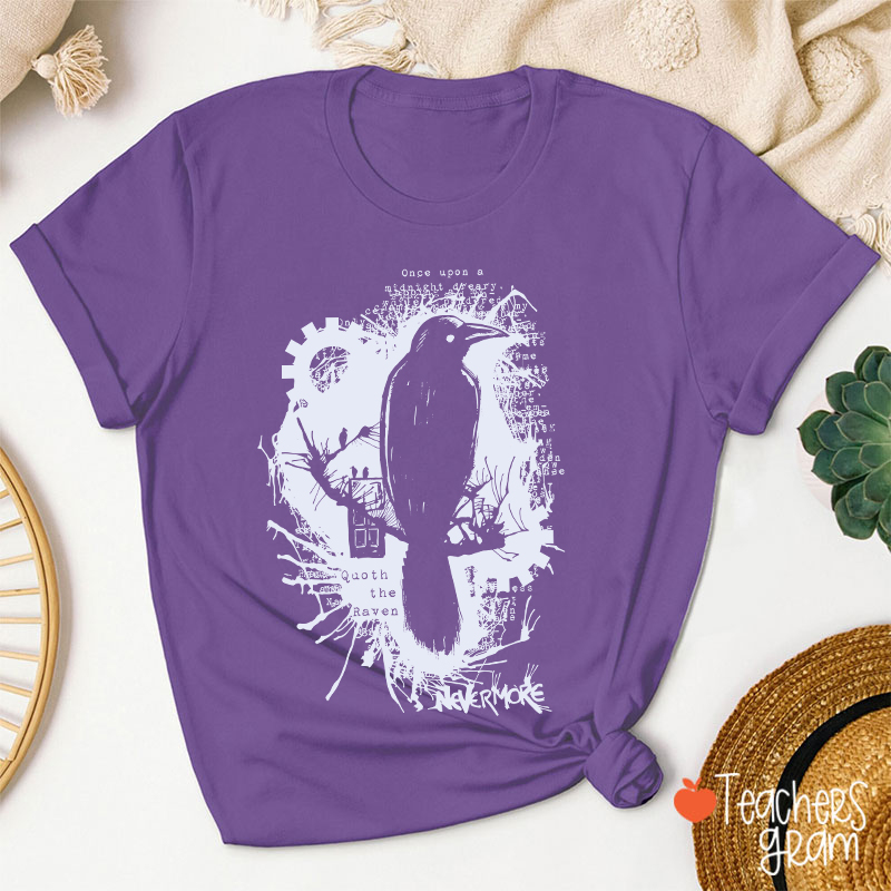 Nevermore Raven Halloween Teacher T-Shirt