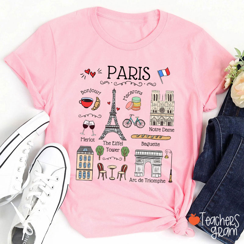 Eiffel Tower French Landmarks French Teacher T-Shirt