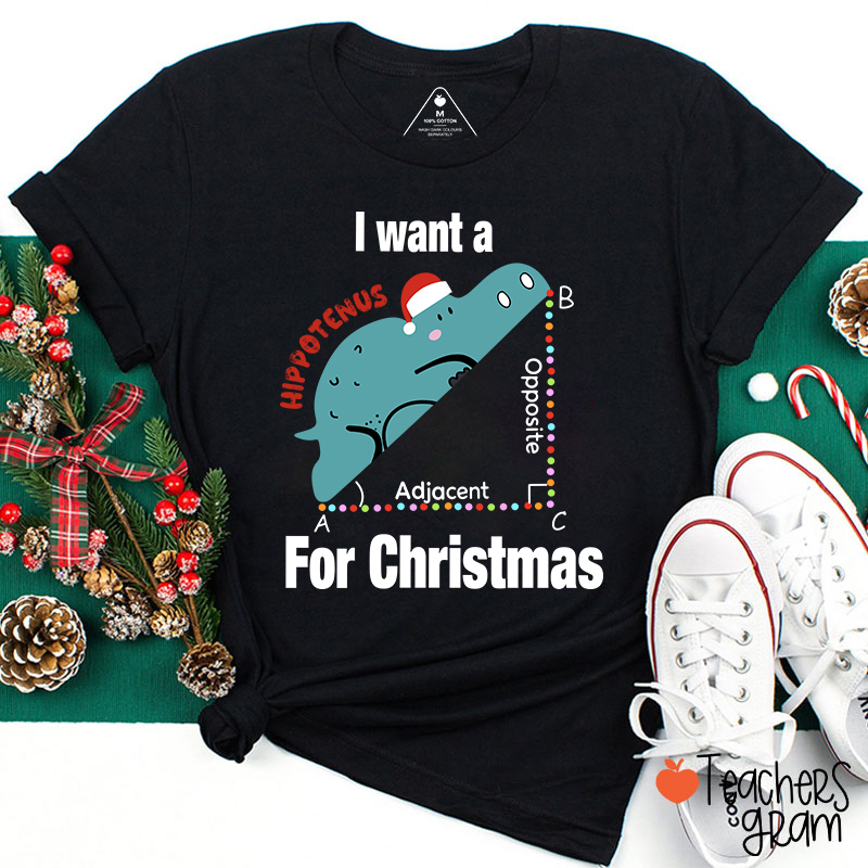 I Want A Hippotenus For Christmas Teacher T-Shirt