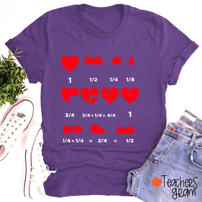Math Red Hearts Teacher T-Shirt