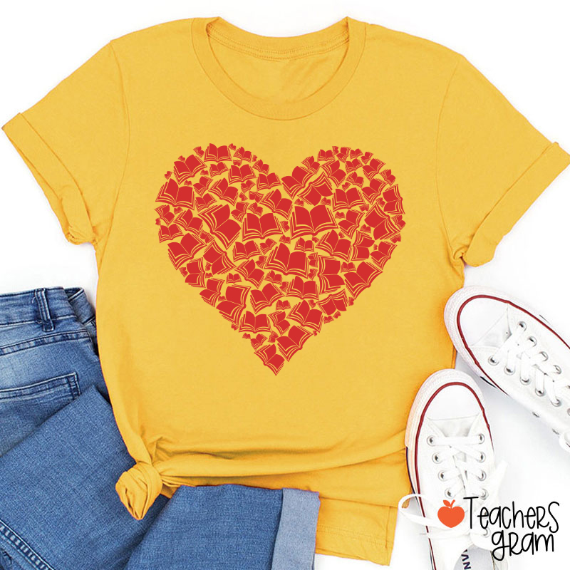 Love Books Valentine Teacher T-Shirt