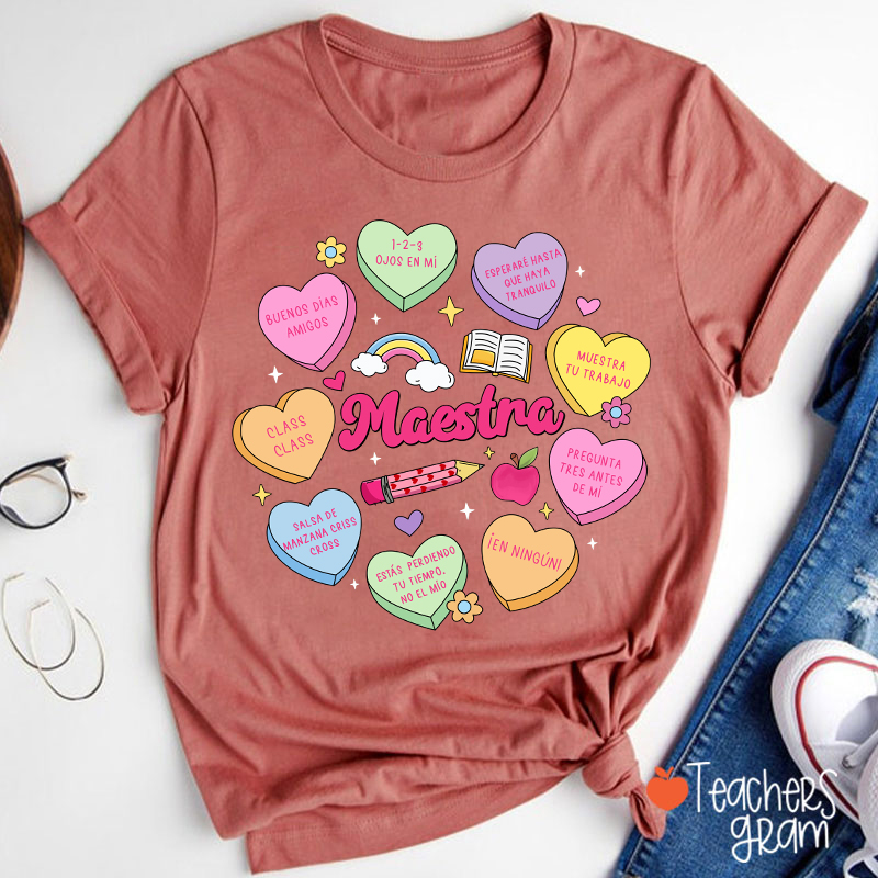 Maestra Love Encourage Spanish Teacher T-Shirt