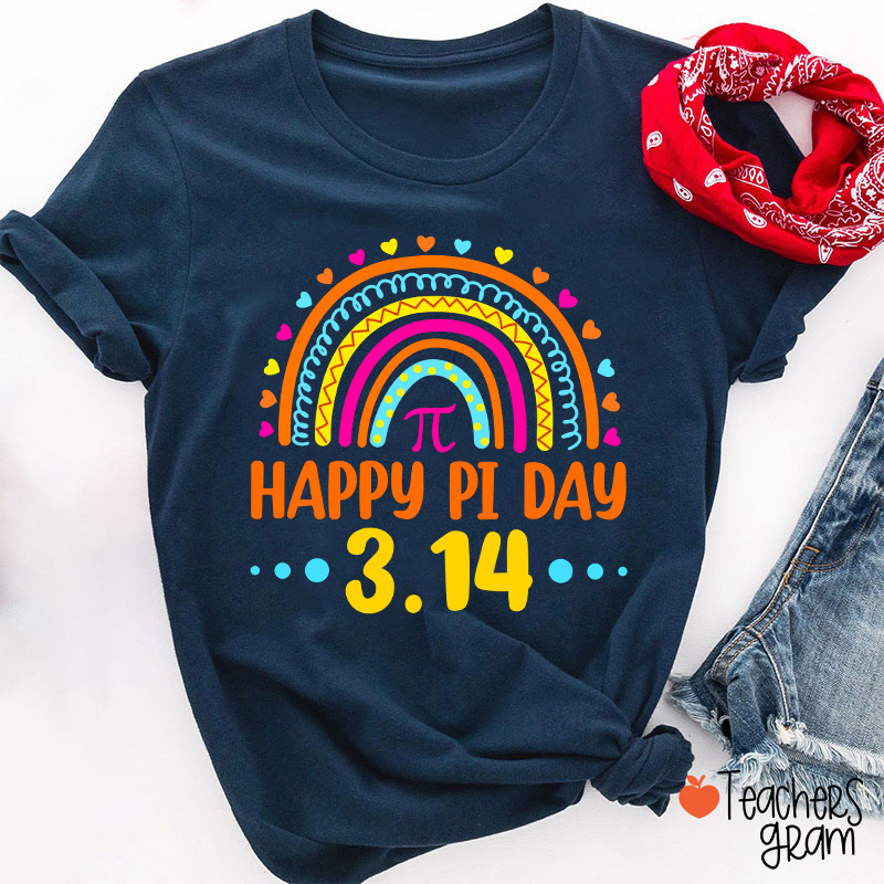 Happy Pi Day Rainbow Teacher T-Shirt