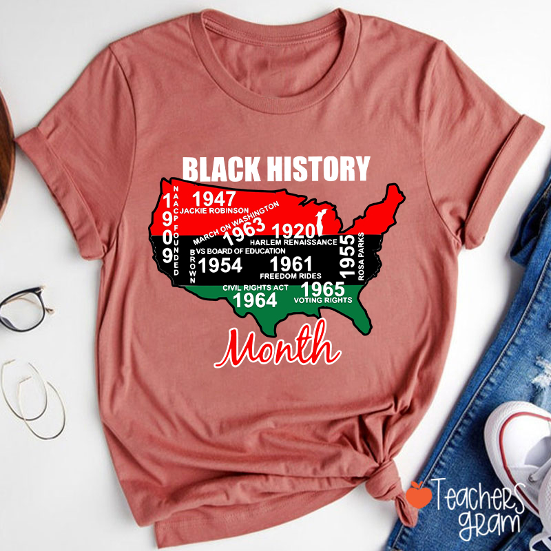 Black History Important Milestones Teacher T-Shirt