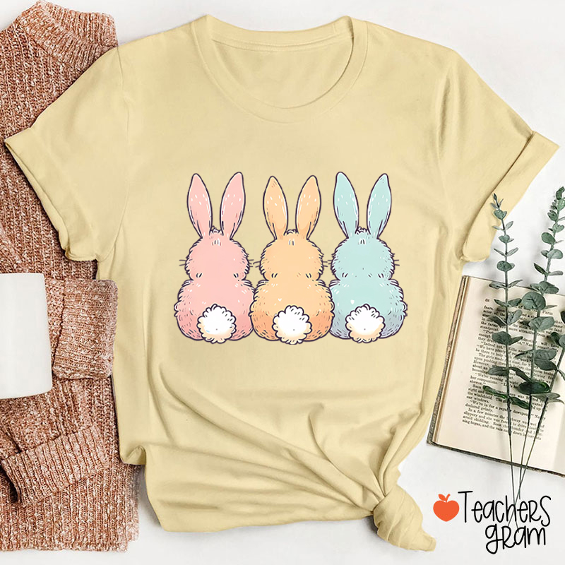 Three Cute Bunnies Teacher T-Shirt