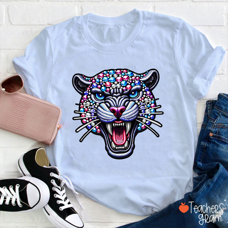 Personalized Mascot Sparkly Diamond School Spirit Teacher T-Shirt