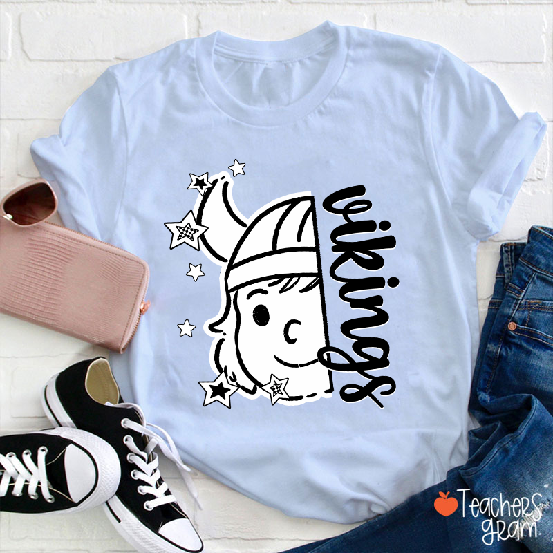Personalized  Mascot Stick Figure Drawing Teacher T-Shirt